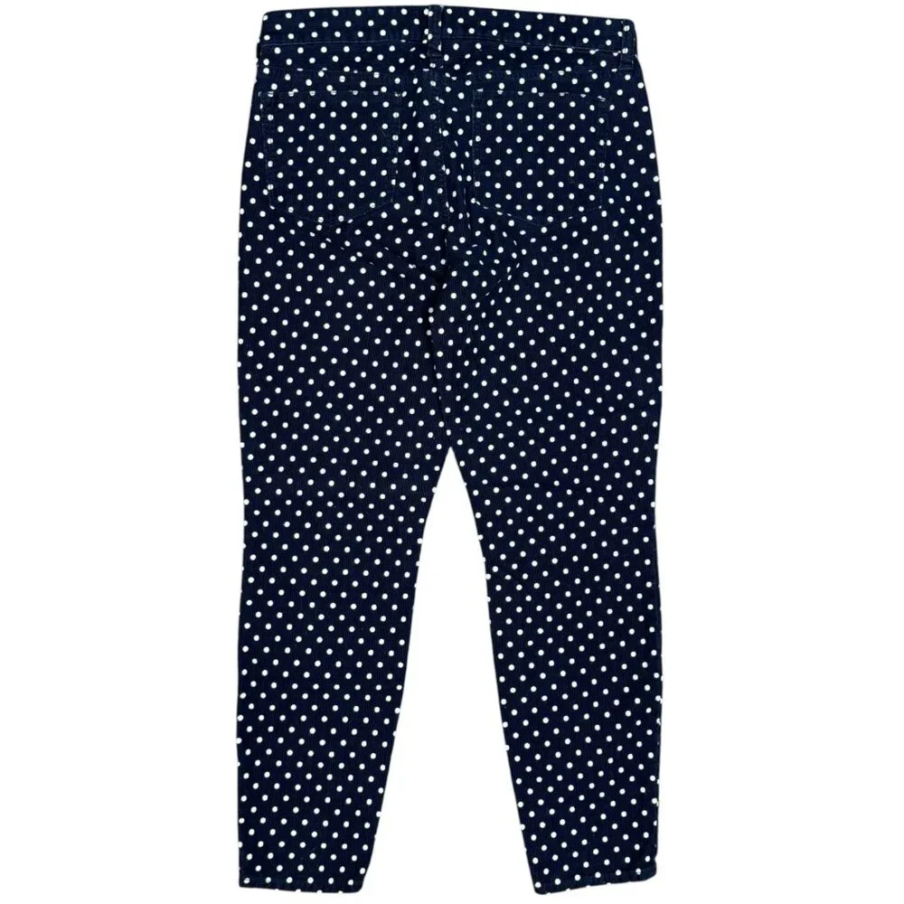 EUC Women's J.‎ CREW Corduroy Toothpick Pants Navy Polka Dot | Size 29